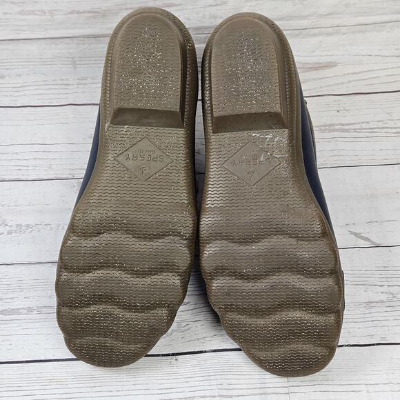 SPERRY Saltwater Womens Dark Brown Leather and Blue Rubber Duck Boots Size 9 - Picture 5 of 7